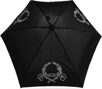 Moschino Small Folding Umbrella With Logo, Unisex, Black
