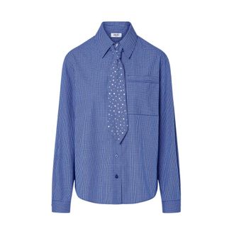 Liu Jo Overhemden, Dames, Blauw, M, Katoen, Shirt met Strik