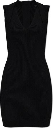 Balmain Korte Grain de Poudre Jurk met Ceintuur - Dames - Kleedjes - Zwart - L - Wol - Kleedjes