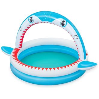 Trade Shop Trade Shop - Piscina Per Bambini Sharktastic 2 Anelli Grafica A Squalo 163x127x92cm Con Spruzzo 53157