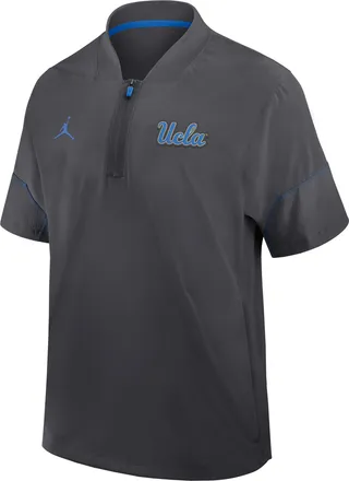 Nike Jordan Mens UCLA Sideline Coach Jordan Brand College 1/2-Zip Short-Sleeve Hooded Jacket in Grey | 0JBO08DGUCL-6XU