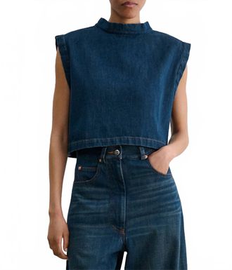 Rachel Comey Bacchus Cap Sleeve Mock Neck Top In Denim Indigo