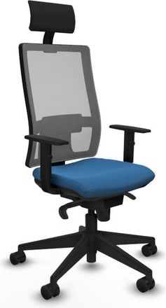 Piqueras y Crespo Piqueras Y Crespo - Horna sincro malla gris similpiel azul claro brazos 1D base piramidal cabecero fijo ruedas 65mm nailon