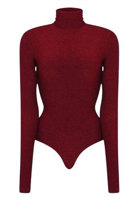 Alexandre Vauthier Burgundy Turtleneck Bodysuit Size XS