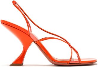 Amina Muaddi Oranje Leren Sandalen - Dames - Sandalen met hakken - Oranje - 35 EU - Schoenen