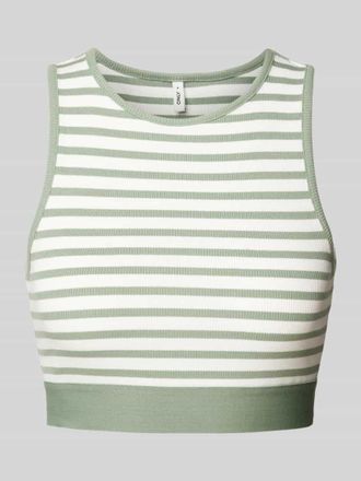 Only Crop Top mit Streifenmuster Modell MIMI in Schilf, Gr&ouml;&szlig;e XL