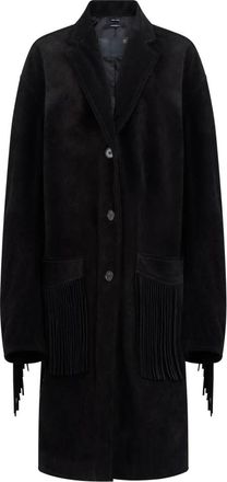 R13 Fringe Leren Jas - Dames - Leren en Su&egrave;de Jassen - Zwart - M - Katoen - Jassen