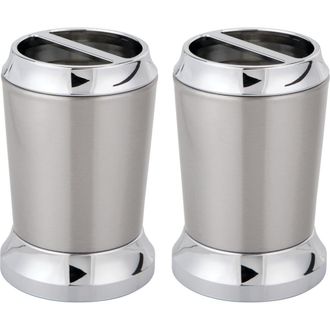 iDesign Stainless Steel Toothbrush Holder - Set of 2 - Brushed/Chrome in Brushed/chrome Split Finish at Nordstrom