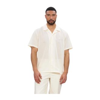 Filling Pieces Resort Shirt Mesh - Heren - Overhemden - Beige - Maat: XL