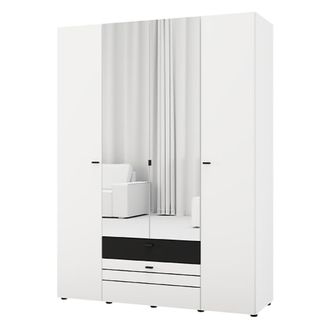 Dmora Guardarropa Grande Watamu, Armario Dormitorio 6 Estantes, 2 Cajones, Perchero, 155x208h Cm Blanco Mate