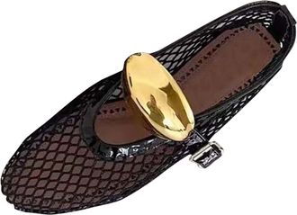 Generic Womens Flat Shoes Breathable Mesh Ballet Flats Solid Color Fashionable Lightweight Comfy Casual Walking Shoes with Buckle Strap Indoor Outdoor Black