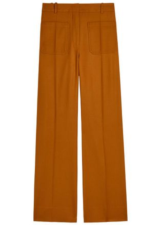 Victoria Beckham Alina Flared-leg Twill Trousers - Bronze - 10 (UK10 / S)
