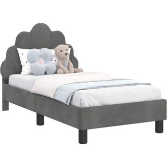 vidaXL Toddler Bed Frame with Headboard Dark Grey 70 x 140 cm Velvet vidaXL