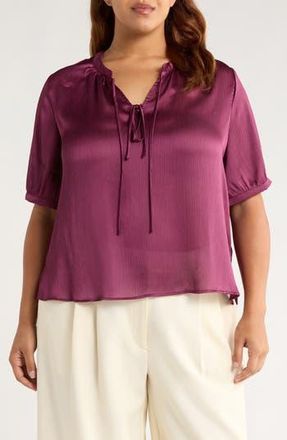 Vince Camuto Tie Front Satin Top in Sweet Plum at Nordstrom Rack, Size 1X
