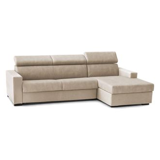 Dmora Sofa Cama Daasen, Sof&aacute; De Esquina, 100% Made In Italy, Sof&aacute; Con Apertura Giratoria, Con Pen&iacute;nsula De Contenedores A La Derecha, Con Reposabrazos Delga