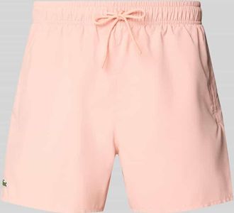 Lacoste Badeshorts mit Logo-Stitching in Apricot, Gr&ouml;&szlig;e XXL