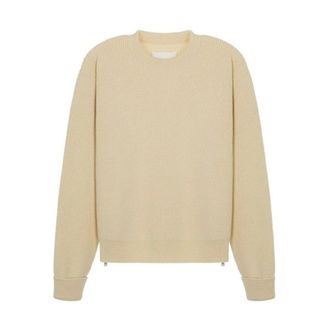 Jil Sander Crew Neck Ribbed Knit - female - Jil Sander - Round-neck Knitwear - Beige - M - Knitwear