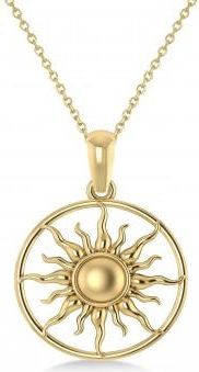 Allurez Summertime Sun Circle Pendant Necklace 14k Yellow Gold