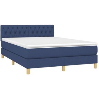 vidaXL Vidaxl - Cama Box Spring Con Colch&oacute;n Y Led Tela Azul 140x200 Cm