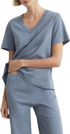 Mango Cotton T-Shirt in Blue at Nordstrom, Size Medium