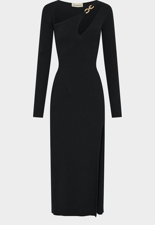 Nicholas Ginerva Cutout Chain-Link Ribbed Midi Dress