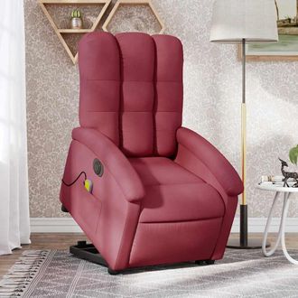 vidaXL Vidaxl - Sill&oacute;n De Masaje Elevable El&eacute;ctrico Tela Rojo Tinto