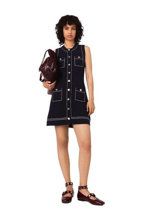 Maje Straight dress in stitched knit in Navy at Nordstrom, Size 40 Eu