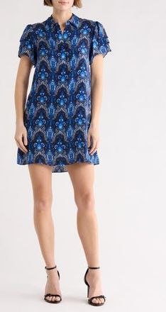 Alice & Olivia Jem Short Sleeve Shirtdress in Urban Medallion at Nordstrom Rack, Size X-Small