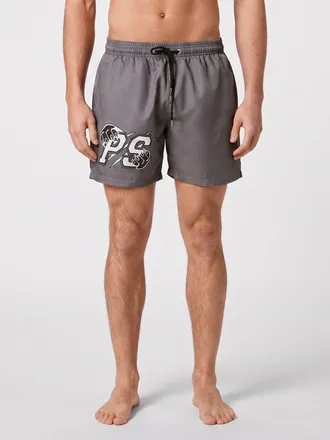 Plein Sport Boxer da mare in nylon con stampa monogram all-over