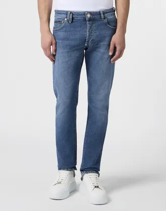 Philipp Plein Super Straight Cut Jeans Basic Men in Meridianblue at Nordstrom, Size 36