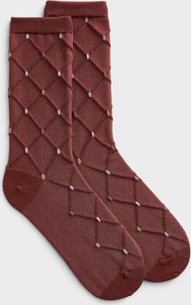 Simons Womens Embossed diamond and shiny dot socks