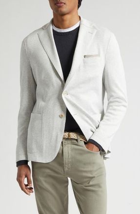 Eleventy Single Breasted Knit Sport Coat in 13 Lt Melange Gray at Nordstrom, Size 38 Us