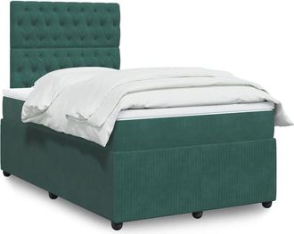 vidaXL Vidaxl - Cama Box Spring Con Colch&oacute;n Terciopelo Verde Oscuro 120x190 Cm