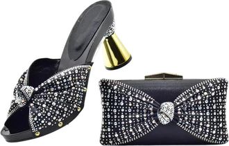 Generic Design Style Ladies Shoe With Matching Bag Set Shoes And Bag Set In Silver Color For Party