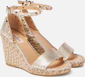 Valentino Garavani Rockstud Double 105 leather espadrille wedges