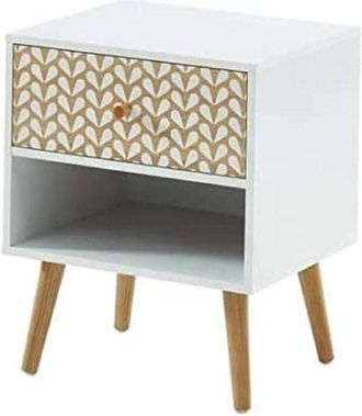 Bata Baïta Comodino Capucine bianco e effetto rovere, 40 cm