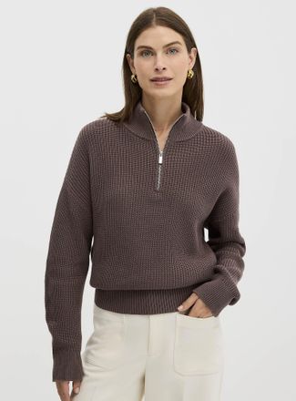 Contemporaine Womens Zipped mock neck shaker rib sweater