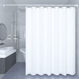 OEM Cortina De Ducha Textil Impermeable, Suave Al Tacto, Ligera - Cortina Individual, 180 Cm De Ancho X 200 Cm De Alto - Blanco Brillante