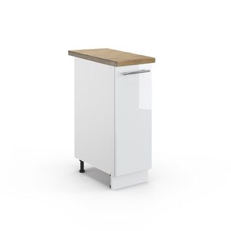 Vicco Armario De Farmacia Fame-line, Blanco Alto Brillo, 30 Cm, Et Roble