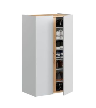 Home Heavenly Zapatero con 2 puertas y 6 estantes regulables, en color blanco