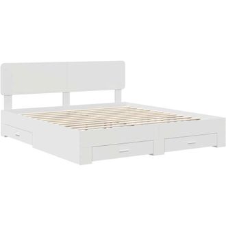 vidaXL Bed Frame with Headboard White 180 x 200 cm Engineered Wood vidaXL