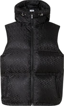 GCDS Monogram Puffy Vest - Heren - Bodywarmers - Zwart - L - Jassen