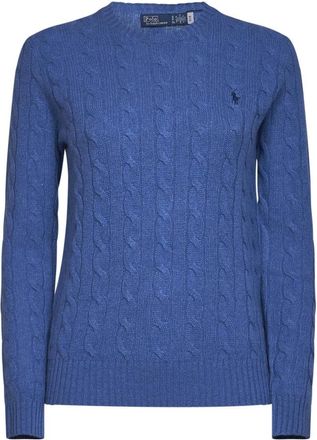 Polo Ralph Lauren Pullover met kabelsteek - Dames - Ronde hals truien - Blauw - S - Wol - Truien & Vesten