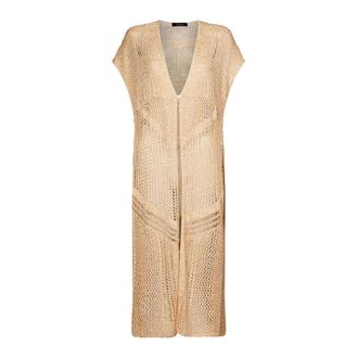 Mes Demoiselles... Gouden Gebreide Mouwloze Vest - Dames - Kleedjes - Beige - S - Katoen - Kleedjes