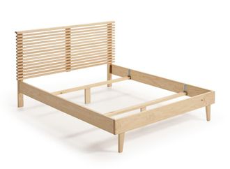 HOGAR 24 Cama de madera maciza y cabecero, v&aacute;lido para colch&oacute;n de 150 x 190 cm