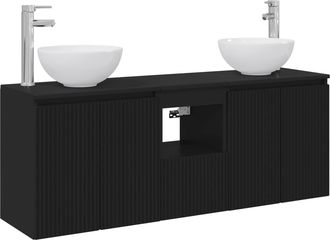 vidaXL Juego De Muebles De Ba&ntilde;o 3 Uds. Negro 49,5 X 41 X 64,5 Cm Vidaxl