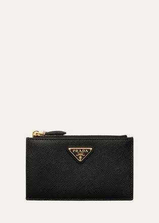 Prada Lips-Print Saffiano Leather Card Holder