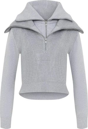 Balenciaga Dubbele Kraag Camionneur Trui - Dames - Ronde hals truien - Grijs - S - Wol - Truien & Vesten