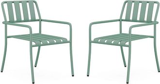 Vente-Unique Poltrona da giardino impilabili in Metallo Verde acqua - Lotto di 2 - BIRMOS di MYLIA