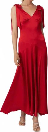 Line & Dot Draped Maxi Dress In Red